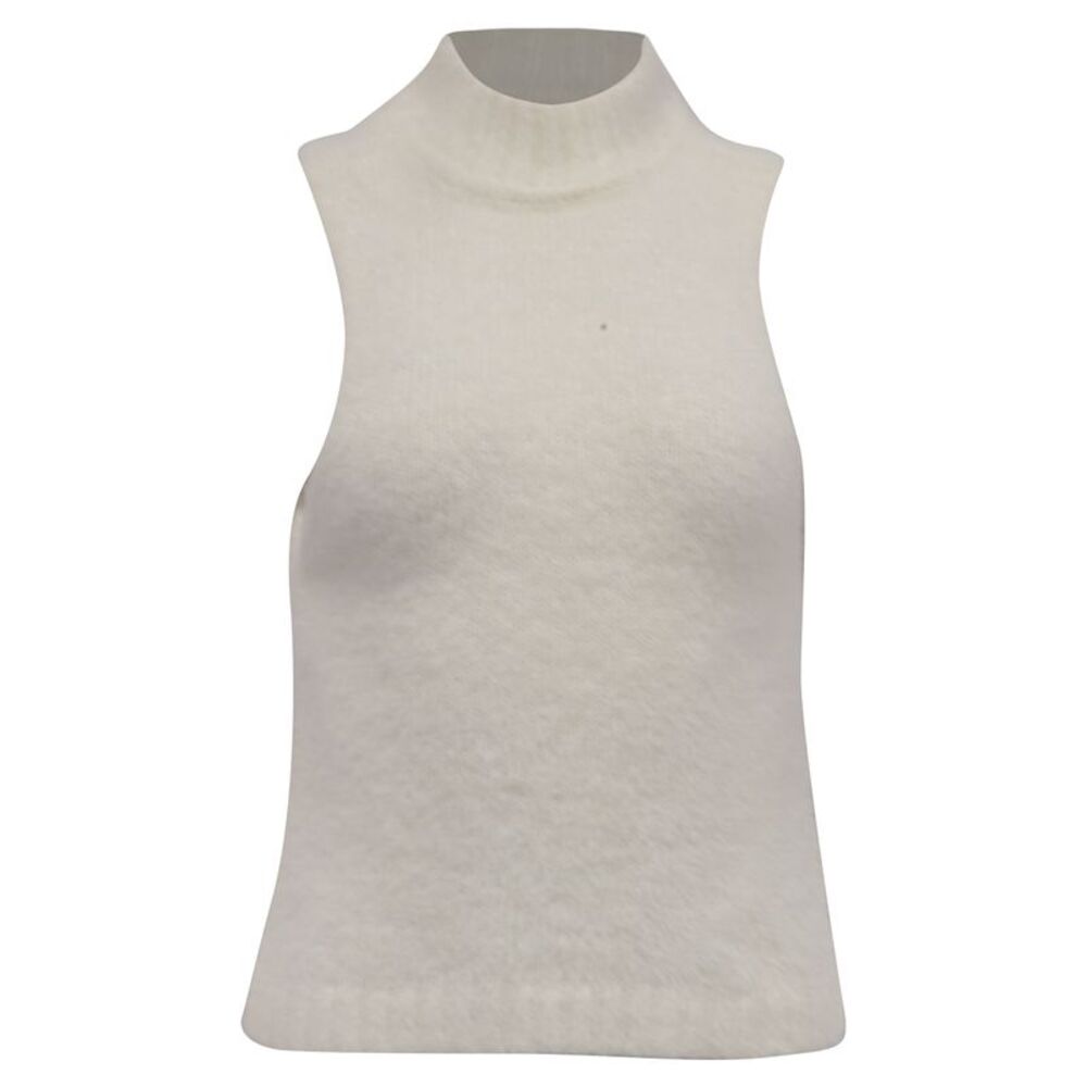 LPA Mock Neck Sleeveless Top in White Nylon